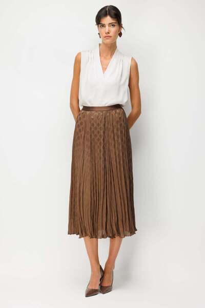 ON Polka Dot Patterned Pleated Midi Skirt