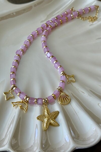 Trendy Butik Powder Pink Beaded Starfish Necklace