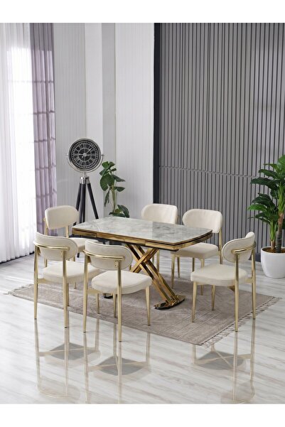 JoyMassa VENOXA 80X120 MDF MASA / 6 POLO SANDALYELİ MASA TAKIMI