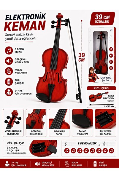 BYCEGU Gerçekci Tasarımlı Ahşap Görünümlü Oyuncak Keman Oyuncak Violin 8 Demo...