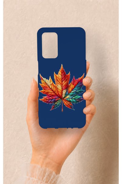 Vip Case Oppo A55 Compatible Colorful Leaf Pattern Silicone Case