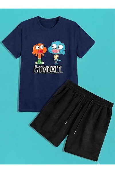 SILATU Unisex Gumbal Printed Shorts and T-Shirt Set