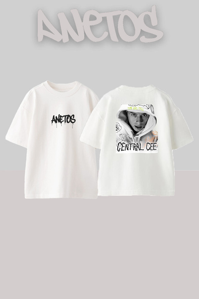 Anetos Central Cee_65 dizajn, štampana oversize bela majica