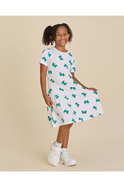 REDTAG Girls White Butterfly Dress