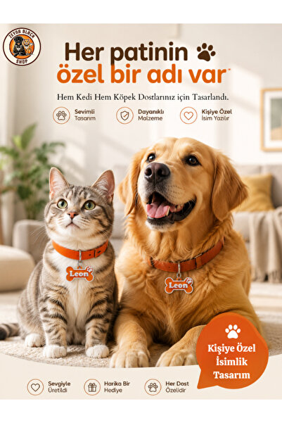 Komano Pontika Kişiye Özel Kedi Köpek İsimliği - Kemik Şekilli Evcil Hayvan K...