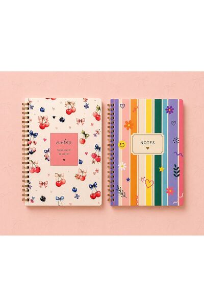 NİORE A5 Spiral Bound Lined 2-Pack Notebook Notepad, School Notebook 120 Sheets