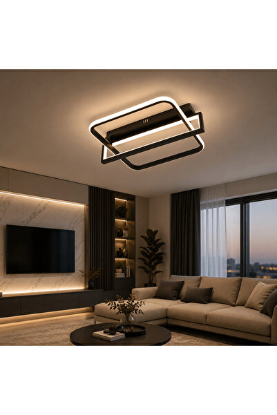 LedCorp Candelabru LED pătrat 88W Negru cu telecomandă, reglabil, 3 tipuri de...