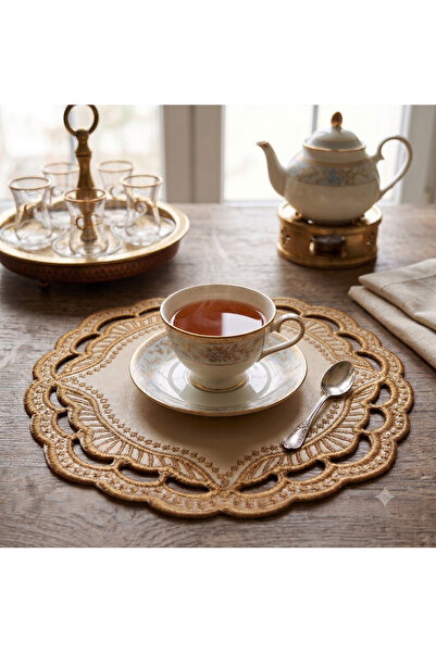 bilenkoza Leather Supla, Tea and Coffee Coasters Set of 2 Beige