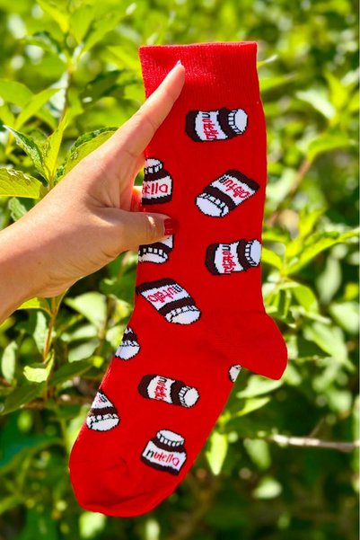 LouSocks Unisex Red Nutella Design Socks