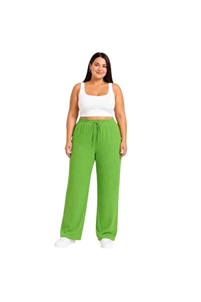 Barinoska Women's Oversized Wrinkled Palazzo Trousers with Elastic Waist and ...