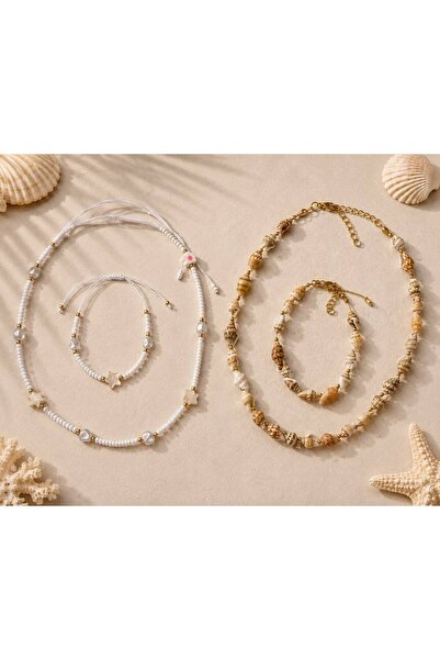 Set 2 Coliere și 2 Brățări Boho Beach cu Stele de Mare și Scoici – Bijuterii ...