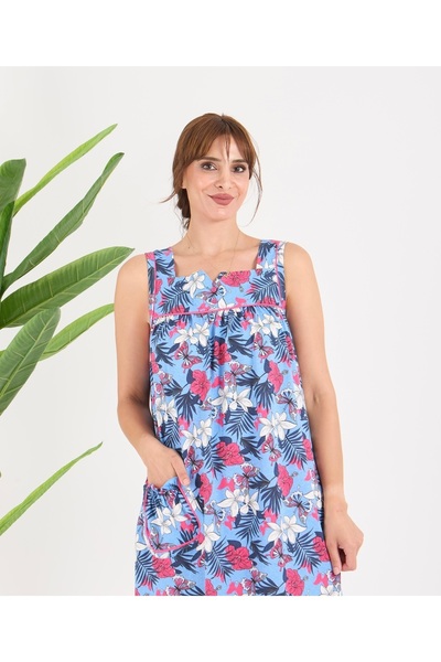 AYSUN TEKSTİL Women's 100% Cotton Wide Cut Patterned Front Pocket Thick Strap...