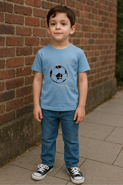 Windy Island Boy's Football Ball Printed 100% Cotton T-Shirt