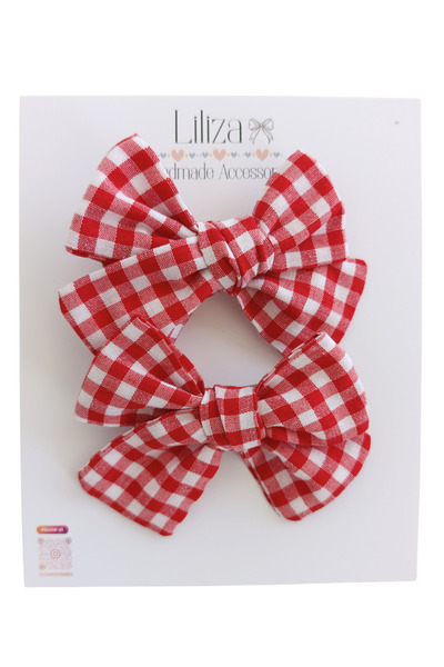 Liliza Accessories Kırmızı Pötikareli 2li Poplin Çocuk Klips Toka