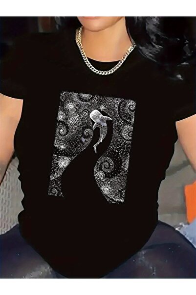 LİNA06 Women's Sparkling Elephant T-Shirt - Short Sleeve Blouse Top with Shim...
