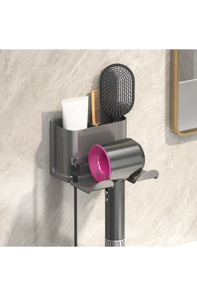 Choice1 Gray 1Pcs Hair Dryer Wall Holder Hair Straightener Stand Nail Free Sh...