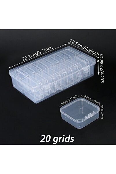 choice2 20 box 14/ 20/ 28/ 42pcs Small Clear Empty Storage Box Plastic Square...