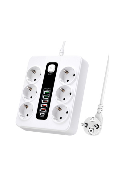 Tradesor Πολύπριζο 6 θέσεων με διακόπτη & θύρες USB - KOS-27018EU - 270181