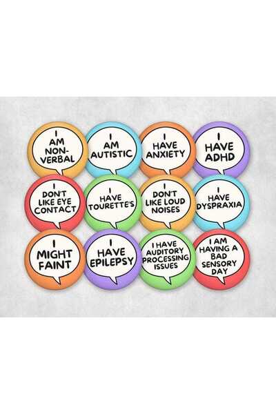 Choice17 32mm I AM AUTISTIC Hidden Disabilities Pinback Buttons Badges | Self...