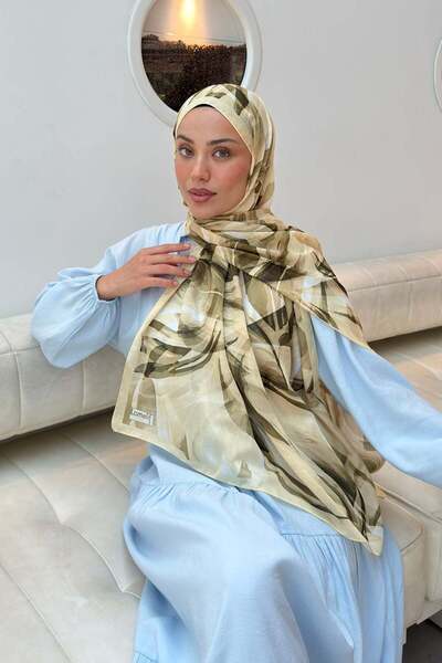 lamelif Brush Pattern Soft Shawl Yellow