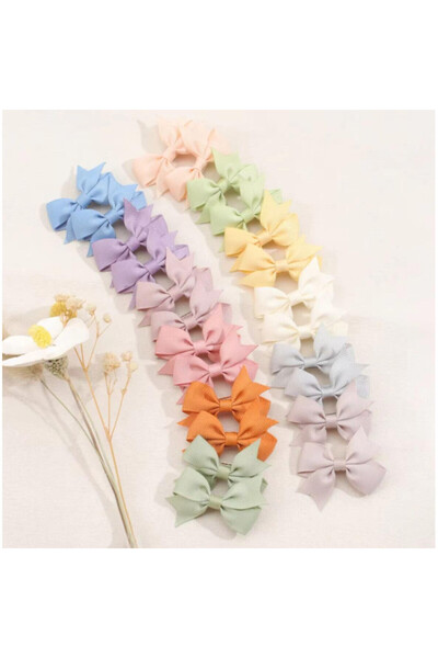 choice2 FJ5269-24D 24Pcs/set Kids Cute Mini Ribbon Hair Bows Hair Clip for Gi...