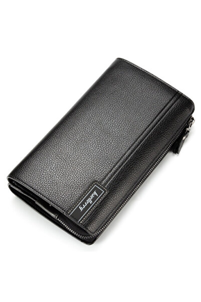 Choice black Men's Slim Long Wallet PU Leather RFID Protection Zipper Multi-C...