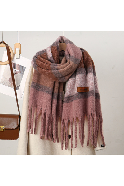 Choice5 YR299-02 Winter Thick Stripe Cashmere Scarf Pashmina Tassels Shawls F...