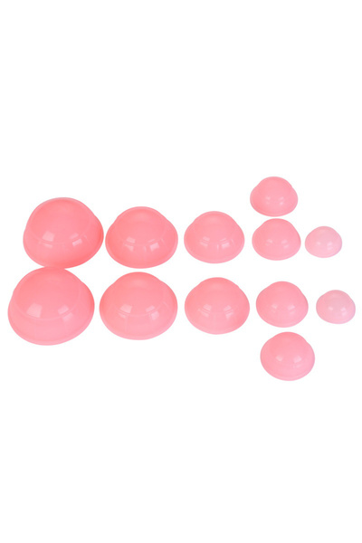 Choice Pink 12Pcs Silicone Massage Jars Cupping Set Chinese Therapy Body Mass...
