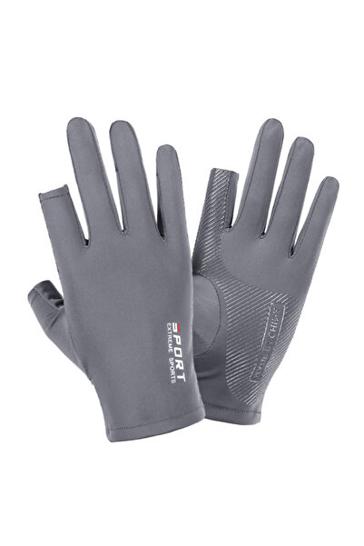 choice2 Two Gray 1 Pair Outdoor Sport Fishing Gloves Touch Screen Thin Anti U...