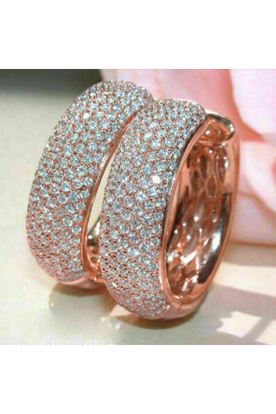 Choice as pictures E3328 Huitan Luxury Rose Gold Color Hoop Earrings for Wome...