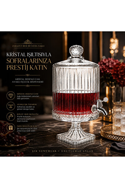Ucuzuna Bak Royal Crystal 4,5 LT Kristal Desenli Lüx Cam Sebil – Musluklu Aya...
