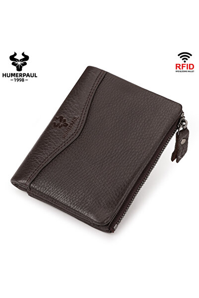Choice1 coffee HUMERPAUL Classic Style Wallet Top Grain Leather Bifold Holder...