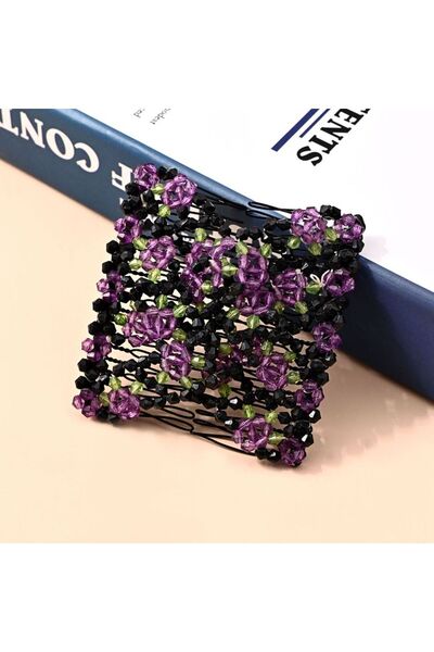 Choice1 2 Purple Fashion Hair Comb Claw Bun Ladies Magic Beads Elastic Double...