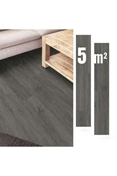 OEM Pardoseală Vinilică Autoadezivă 5 m² GRI ÎNCHIS Plăci PARCHET Impermeabilă