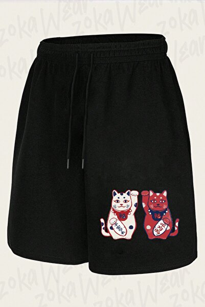 ZOKAWEAR Unisex Maneki Neko Design Printed Shorts
