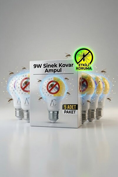 AC AYDINLATMA 9W Sinek Kovar LED Ampul 5'li Paket – Çift Modlu Beyaz Işık & S...