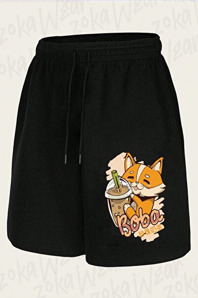 ZOKAWEAR Unisex Boba Cat Design Printed Shorts