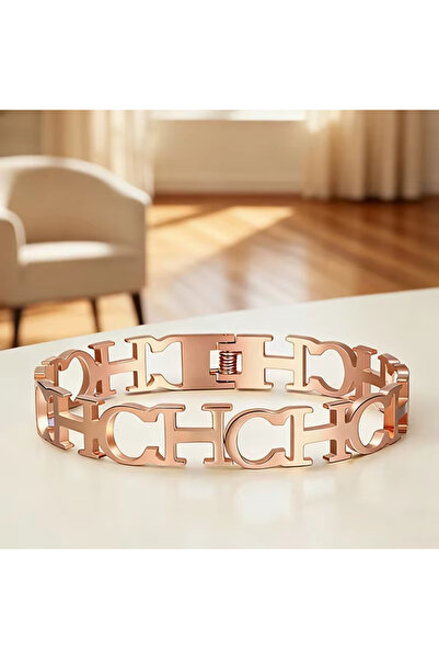 Choice SZ-RED CH H Letter Open Cuff Bracelet Geometric Shape Spring Closure G...