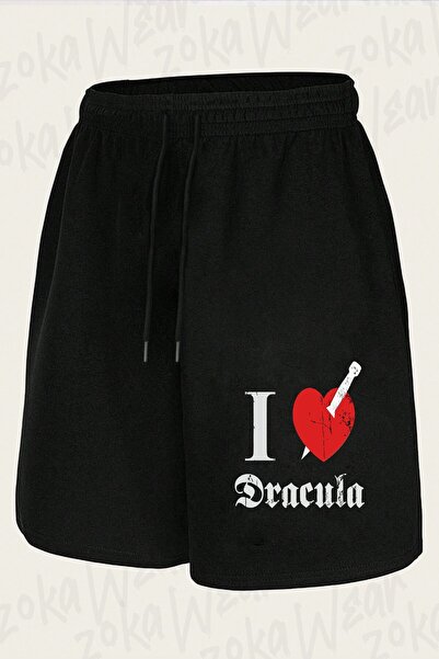 ZOKAWEAR شورت مطبوع بتصميم I Love (to Kill) Dracula (whiteeroded) للجنسين
