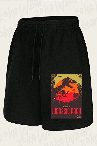 ZOKAWEAR Unisex Jurassic Park Welcome Design Printed Shorts