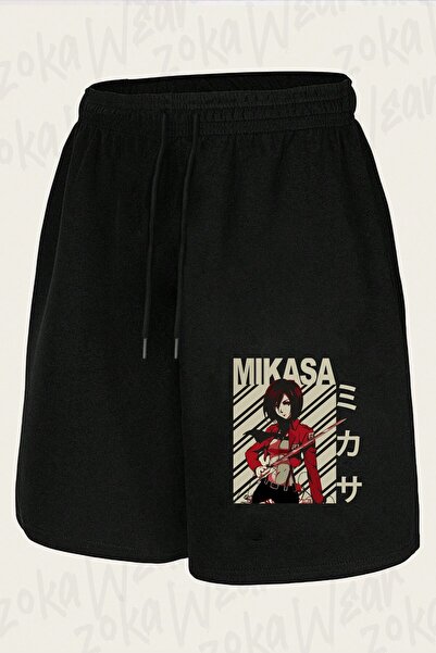 ZOKAWEAR Unisex Σορτς με στάμπα Attack On Titan Mikasa Ackerman