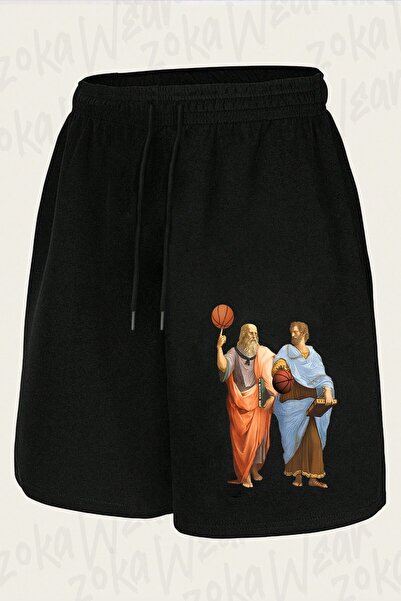 ZOKAWEAR Unisex σορτς με σχέδιο μπάσκετ Πλάτων και Αριστοτέλειο, με στάμπα