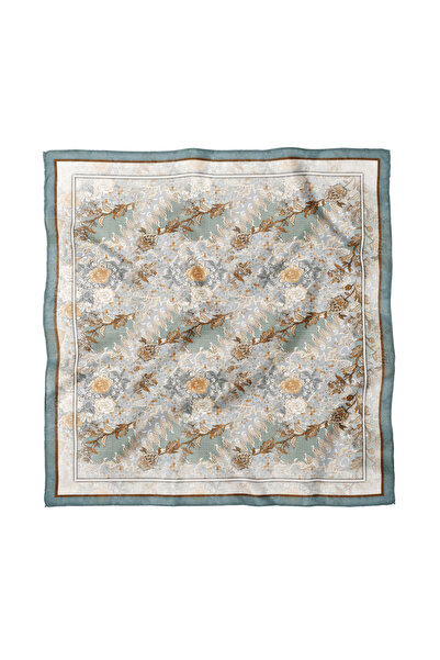 Sultan İpek Çiçek Desenli Fular / Bandana 50x50cm
