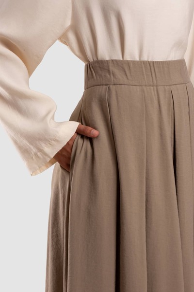 Emare Pilikaşe Detailed Elastic Tensel Skirt Mink