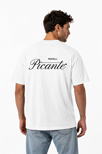 Compostela Unisex Pi̇cante Yazi Sirt Fratteli Printed Oversize Thick Fabric R...