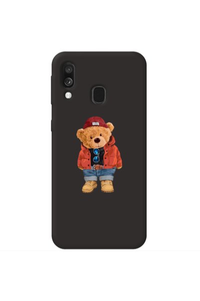 Other Samsung A40 Bear in a hat Black Colored Silicone TPU Θήκη