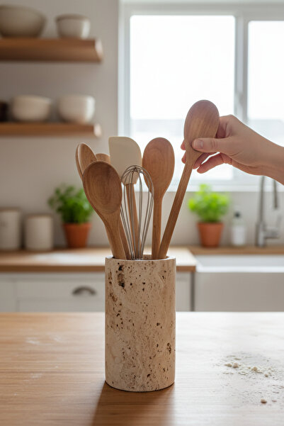 Akayev Travertine Spoon Holder 16 cm