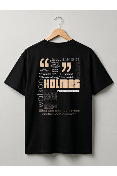 Grafftee Clothing تي شيرت قطني كبير الحجم للجنسين بتصميم شيرلوك هولمز