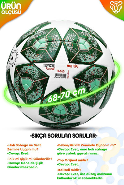 Ozsport Profesyonel Futbol Topu 2025 Uefa Şampiyonlar Ligi Pompalı Sert Zemin Halı Saha Futbol Topu Yeşil