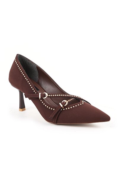 Libero Women's Stiletto Nubuck Cross Strap Studded Detailed Thin Heel Evening...